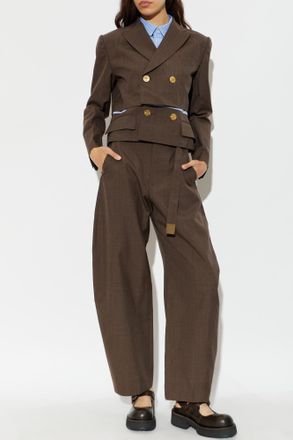sacai Sacai Wool Trousers, Womens, Brown