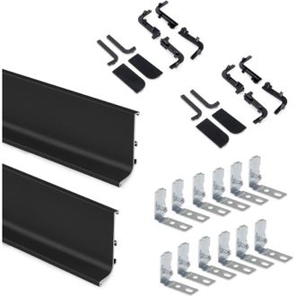 Emuca Emuca - Kit De 2 Perfiles Superiores Gola Para Muebles De Cocina, Longitud 2,35m, Con Accesorios, Aluminio, Pintado Negro