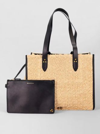 Jerome Dreyfuss leon medium raffia beach bag contrast