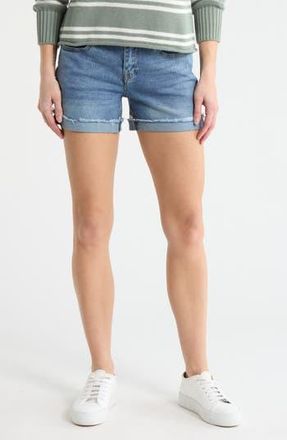 Vigoss Cuffed Mid Rise Denim Shorts in Medium Wash at Nordstrom Rack, Size 27