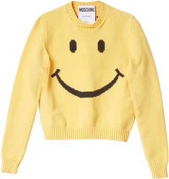 Moschino Truien & Vesten, Dames, Geel, M, Katoen, Gele Smiley Trui
