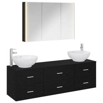 vidaXL Juego De Muebles De Ba&ntilde;o 4 Pcs Roble Negro Vidaxl