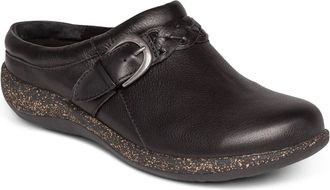 Aetrex Womens Libby Leather Comfort Clog In Black