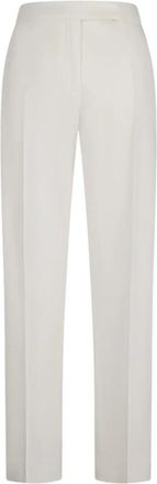 Max Mara Cotton Satin Broeken - Dames - Straight fit broeken - Wit - XL - Katoen - Broeken