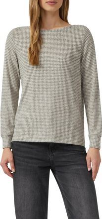 s.Oliver Langarmshirt S.OLIVER, Damen, Gr. 42, stone grau check, Strick, Obermaterial: 75% Viskose, 22% Polyester, 3% Elasthan, unifarben, relaxed fit normal, 