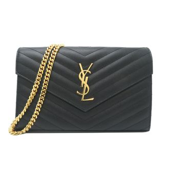 Saint Laurent Black Leather Chain/Shoulder Wallet (Pre-Owned)