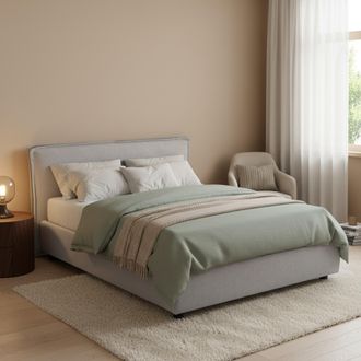 Dmora Cama Doble Brolo, Desenfundable, Con Almacenamiento, Hecho En Italia, Tama&ntilde;o De Colch&oacute;n 160x190 Cm, Gris