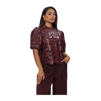 Nukus Nukus, Overhemden, Dames, Rood, L, Polyester, Nicole Top Flower PU