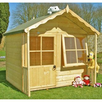 Shires Kitty Playhouse Kids Wendy House in Light Brown