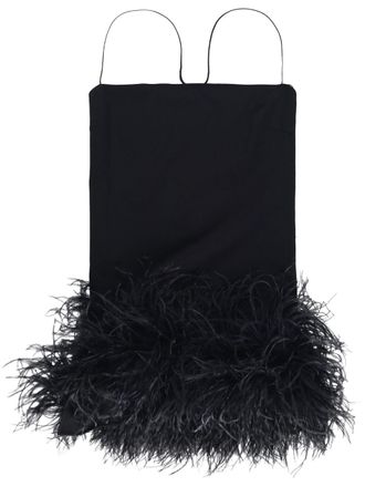 The Attico Fujiko feather-trim minidress - Black
