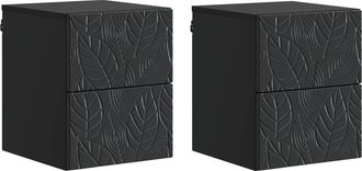 vidaXL Mesita De Noche De Pared 2 Uds. Negro 34,5 X 33 X 40 Cm Vidaxl