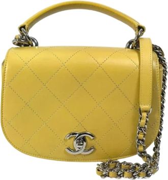 Chanel Pre-owned Leather chanel-bags - Dames - Vintage Handtas - Geel - ONE Size - Vintage