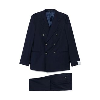 Caruso Double Breasted Suits, male, Blue, Size: S Norma Double-Breasted Suit