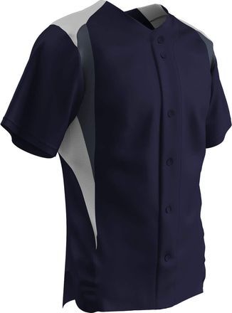 Champro Mens BS33ANYWGPH3XL Bull Pen Full Button Polyester Baseball Jersey, Navy,White,Graphite, XXX-Large