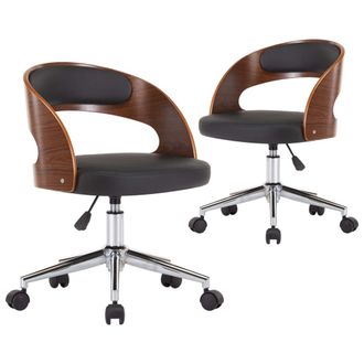 vidaXL Vidaxl - Sedie Da Pranzo Girevoli 2 Pz Nere In Legno Curvo E Similpelle