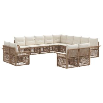vidaXL Conjunto De Sof&aacute;s De Jard&iacute;n 13 Pcs Beige Y Blanco Crema Vidaxl