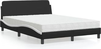 vidaXL Vidaxl - Cama Con Colch&oacute;n Cuero Sint&eacute;tico Negro Y Blanco 140x190 Cm