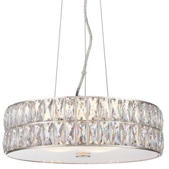 Loops LED Ceiling Pendant Light 25W Warm White CHROME & CRYSTAL Feature Lamp Shade