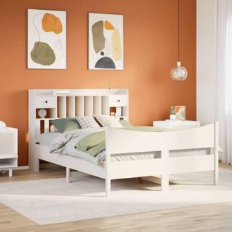 vidaXL Estructura De Cama Sin Colch&oacute;n Madera De Pino Blanca 140x190 Cm Vidaxl
