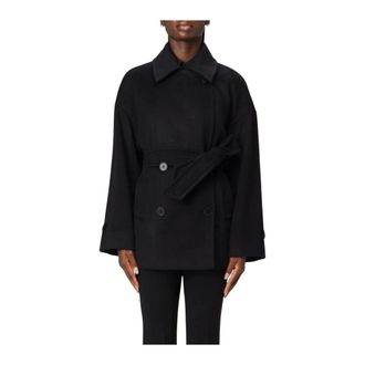 Max Mara Belted Coats, female, Black, Size: 2XS Belted Wool Coat