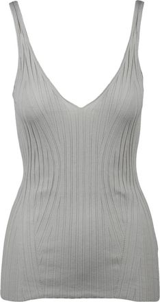 Alpha Studio Pearl Grey Ribbed Tank Top