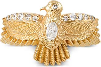 Jacquie Aiche Anello Thunderbird piccolo in oro giallo 14 carati con diamanti