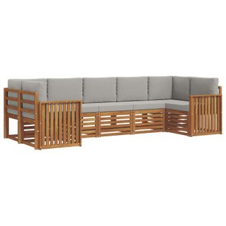 vidaXL Conjunto De Sof&aacute; Seccional Con Coj&iacute;n 7 Pcs Gris Natural Y Claro Vidaxl