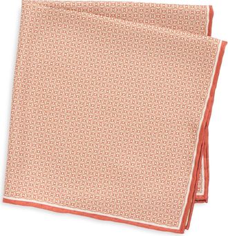 BOSS Geometric Silk Pocket Square in Medium Red at Nordstrom Rack