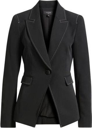 Tahari by ASL Topstitch One-Button Blazer in Black White at Nordstrom, Size 12