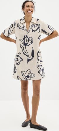 Contemporaine Womens Floral sketches straight-fit linen dress