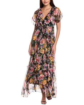 Johnny Was Petite Suri Ruffle Silk Maxi Dress