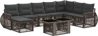 vidaXL Conjunto De Sof&aacute;s De Jard&iacute;n 9 Uds. Gris Y Gris Oscuro Vidaxl