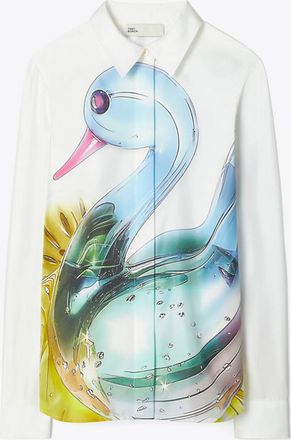 Tory Burch Womens Lucky Duck Silk Shirt, size 10