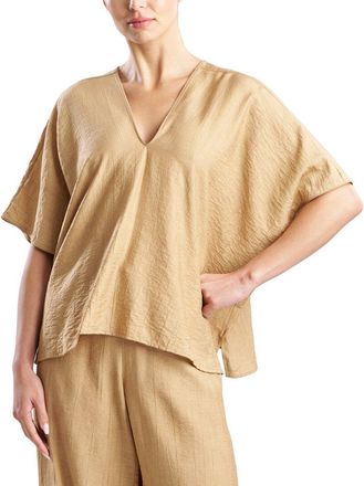Natori Terra Foil Crinkle Caftan Shirt