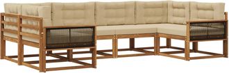 vidaXL Conjunto De Sof&aacute;s De Exterior 6 Uds. Natural Y Beige Vidaxl
