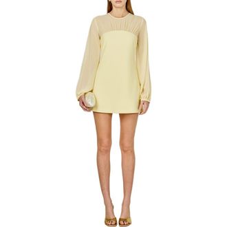 endless rose Long Sleeve Mixed Media Minidress in Butter at Nordstrom, Size Medium
