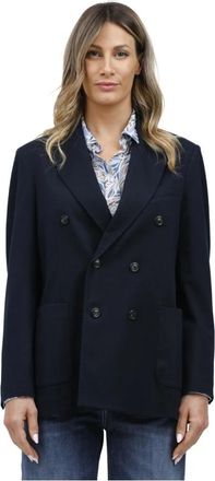 Circolo 1901 Blazers, female, Blue, S, Double-Breasted Lightweight Piqué Jacket