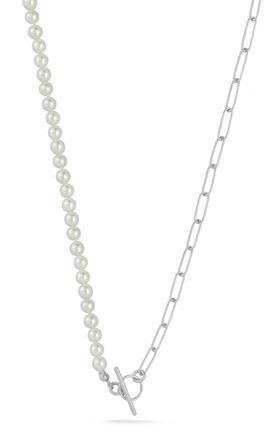 Glaze Jewelry Sterling Silver Cultured Pearl & Paperclip Toggle Necklace