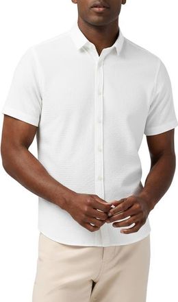 Mizzen+Main Porter Trim Fit Short Sleeve Performance Button-Up Shirt in White at Nordstrom, Size X-Large