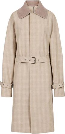 Iceberg Comfort Fit Ruitjesjas - Dames - Jas met riem - Beige - XS - Katoen - Jassen