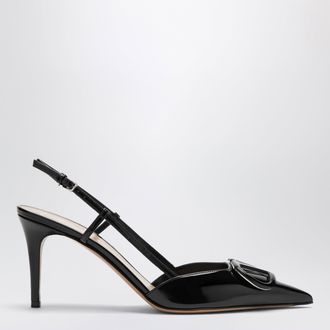 Valentino VLogo black patent leather slingback pumps