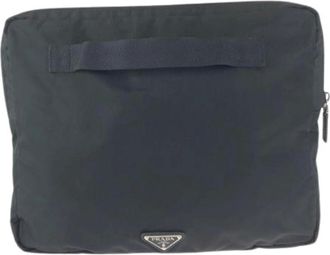 Prada Pre-owned Bags, female, Black, Size: ONE SIZE Pre-owned Tessuto Nylon Clutch Bag