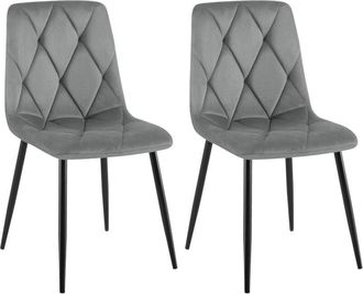 Clp Juego de 2 sillas de comedor Clairton Gris oscuro Terciopelo