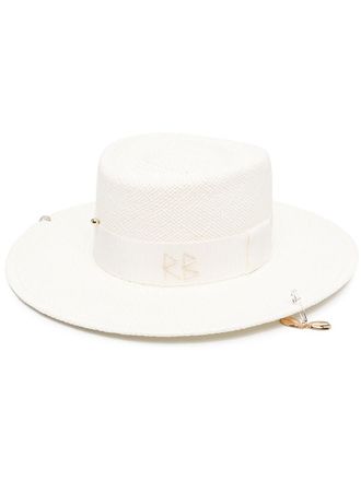 Ruslan Baginskiy chain-embellished boater hat - White