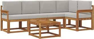 vidaXL Conjunto De Sof&aacute;s De Exterior 6 Uds. Gris Natural Y Claro Vidaxl