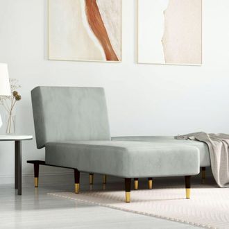 vidaXL Chaise Longue in Velluto Grigio Chiaro - Vidaxl