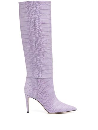 PARIS TEXAS crocodile-embossed 100mm leather boots - Purple