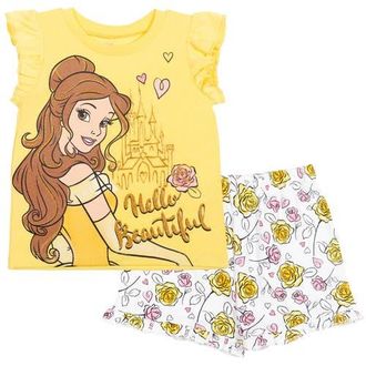 Disney Princess T-Shirt & French Terry Shorts Set in Princess Belle Yellow Yellow at Nordstrom, Size 18M