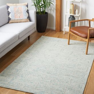 Safavieh Ikat Hand Made Area Rug, Teal / Grey Contemporary Style Non-Shedding