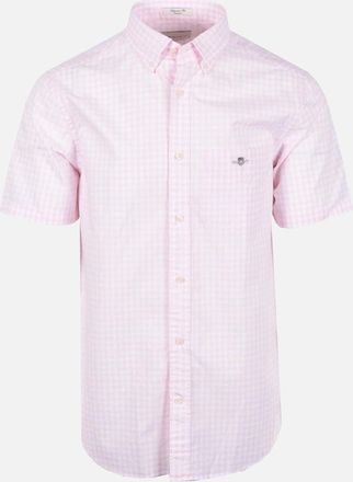GANT Mens Gant Poplin Gingham Short Sleeve Shirt California Pink - Size: 42